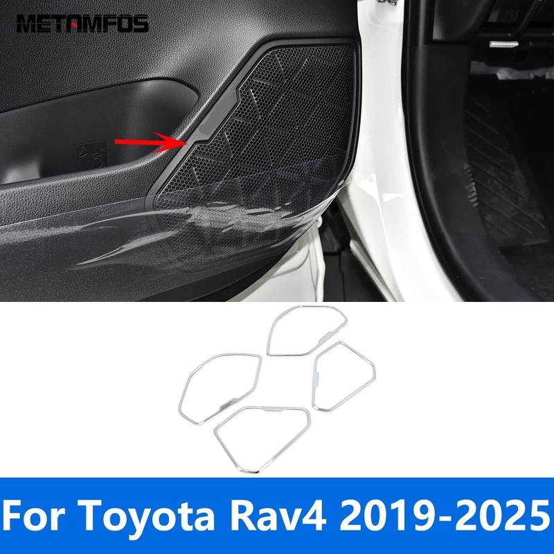 For Toyota Rav4 Rav 4 -2024 2025 Stainless Steel Door LoudspeakerAudio Speaker Cover Trim Interior Accessories Car Styling