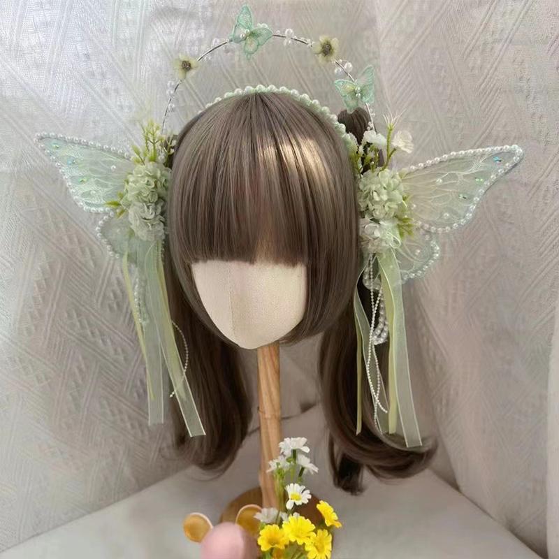 Serre-tête Fleur Papillon Perle - Couronne Artificielle Fait Main Bricolage Bijoux de Cheveux pour Filles, Accessoires de Fête et de Mariage