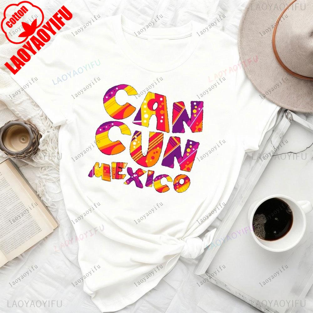 Cancun City in Mexico Bound Travel Vacation Holiday Cute Funny Family Friends Cotton TShirt Gift Unisex Travel Souvenirs Tops