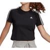 Adidas Round Neck Letter Print Comfort Stripe Short Sleeve T-Shirt Women Tops Black GL0777