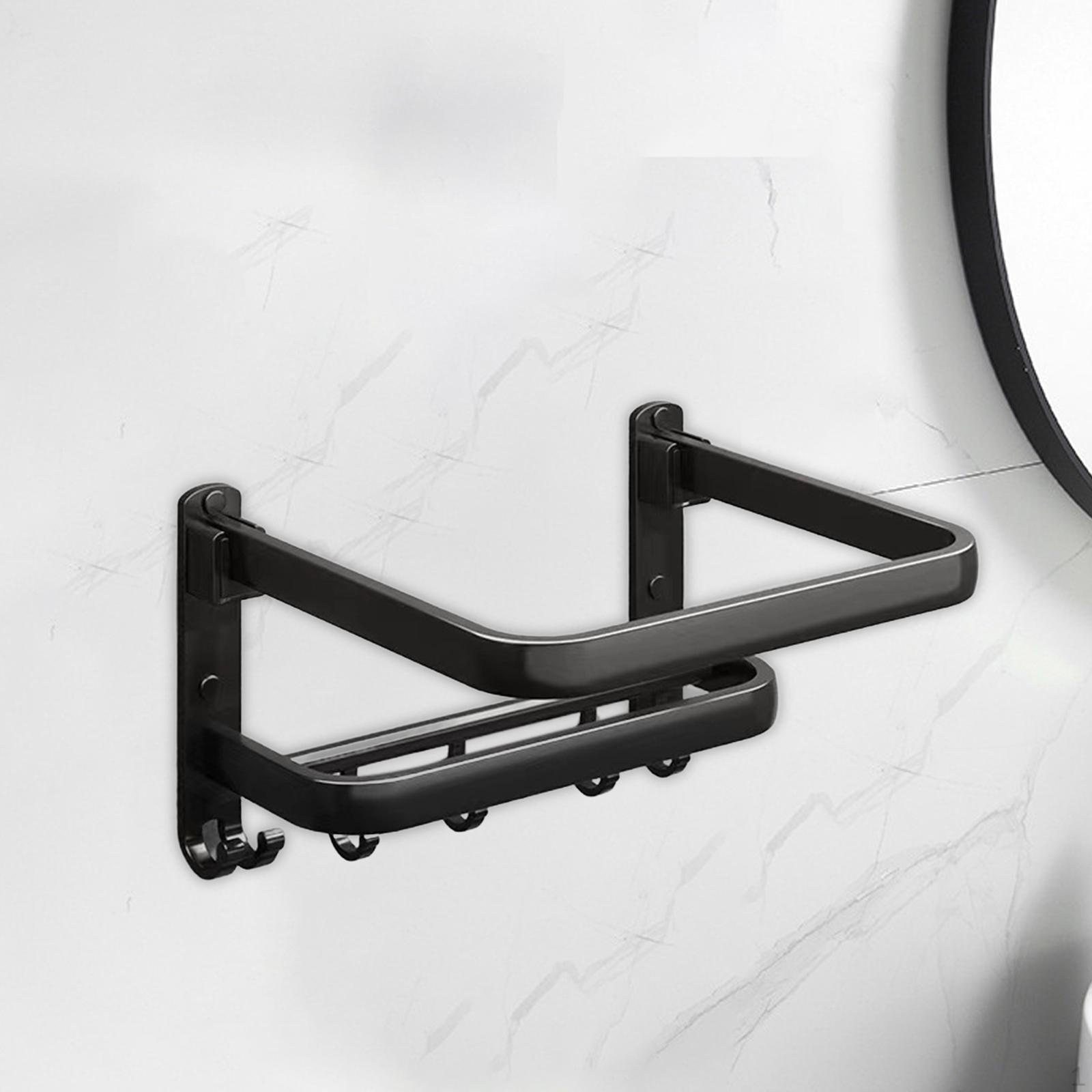 

Бытовая настенная полка для ванной комнаты, вешалка для полотенец, вешалка для умывальника, складной органайзер Double Rod and Hooks