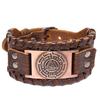 Trendy Totem Design Triangular Viking Rune Bracelet Men's Bracelet Genuine Leather Nordic Viking Accessories Jewelry Wholesale