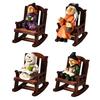Halloweenská čarodějnice figurka pryskyřice miniatura socha ponurého žence čarodějnice duch v houpacím křesle gotická dekorace na stůl polici