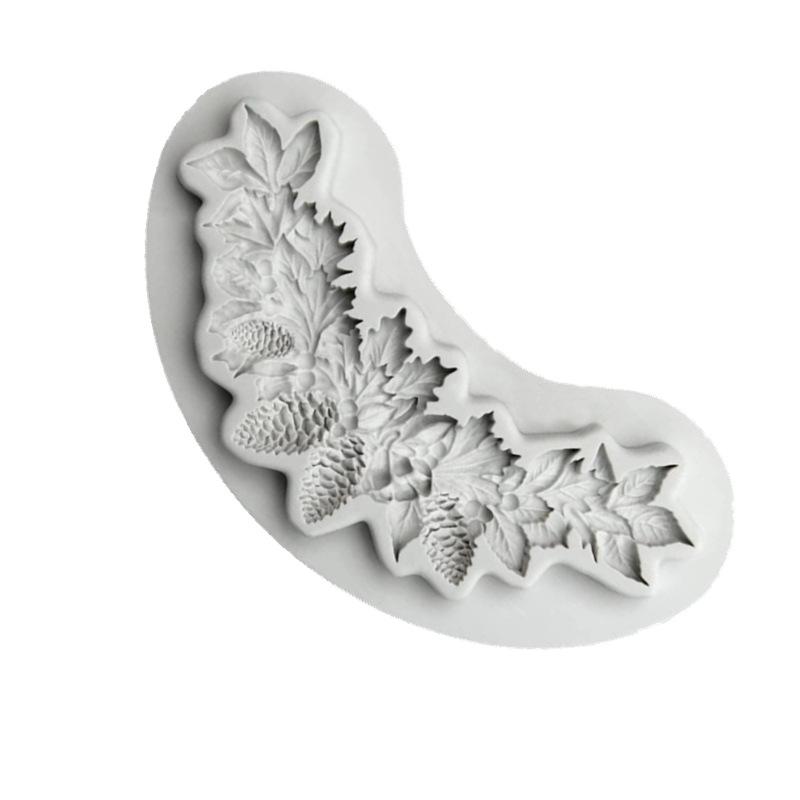 Christmas Fondant Silicone Mold Pinecone Cake Decoration Silicone Mold Hand Made Decorating Leaves Chocolate Candy Kitchenware