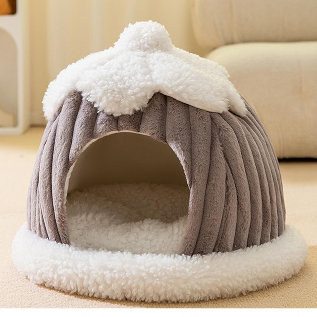 Deep Sleeping Warm in Winter Cat Bed Indoor Plush Tent Small Dog House Windproof Puppy Nest with Pumpkin Designed
