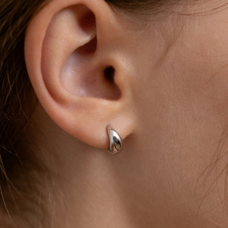 Tatiana (925 Silver) Volume Drop Hoop Earrings EC3225 Size S