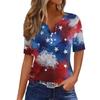 Women's T Shirt Independence Day Print Button Short Sleeve Daily Weekend Fashion Basic V- Neck Regular Top