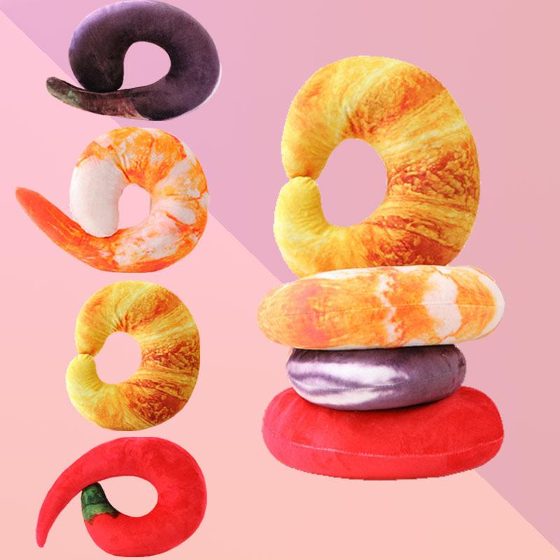 Doll Food Shaped Peeled Prawns Plush Toys U Neck Pillow Cushion Ornament Gift