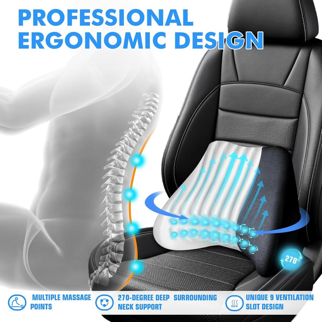 Soft Lumbar Support Pillow for Driving Seat 100% Memory Foam Lumbar Pillow for Lower Back Pain Relief, Lumbar Support Cushion for Car Seat, Office