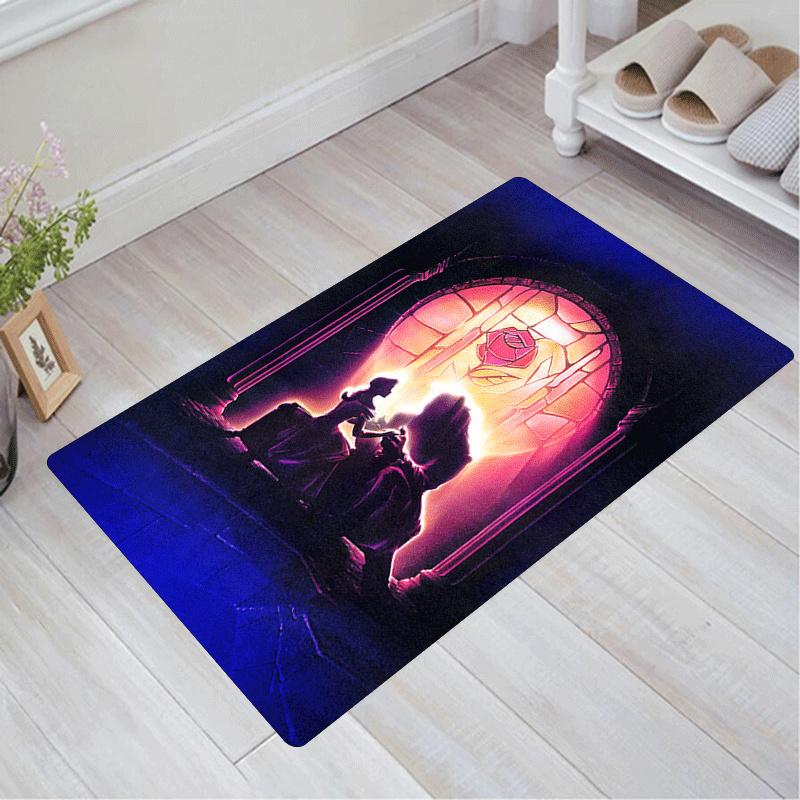 

1pc Beauty and The Beast Under The Night Light Rug Anti Slip, Non Shedding, Ideal for Living, Bedroom & Laundry Handcrafted Home Decor 60cm by 90cm