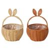 Bunny Ear Woven Basket Adorable Decorative Picnic Basket Rabbit Handbasket Home Decor Cute for Candy Toy Party Supplies