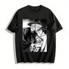 Dark Style Witch & Cool Girl Comic Print Top Trendy Subculture Casual Crew Neck T-Shirt Pure Cotton T-shirt
