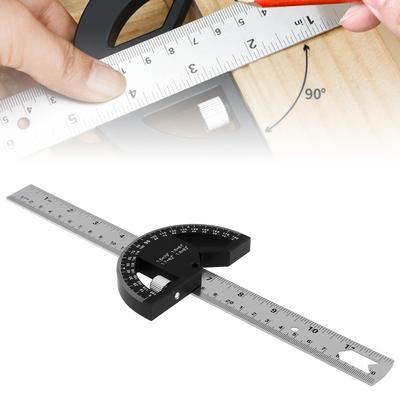 12 Inch Aluminum Alloy Magnetic Adjustable Half Round Protractor Multifunctional Woodworking Angle Measuring Edge Ruler