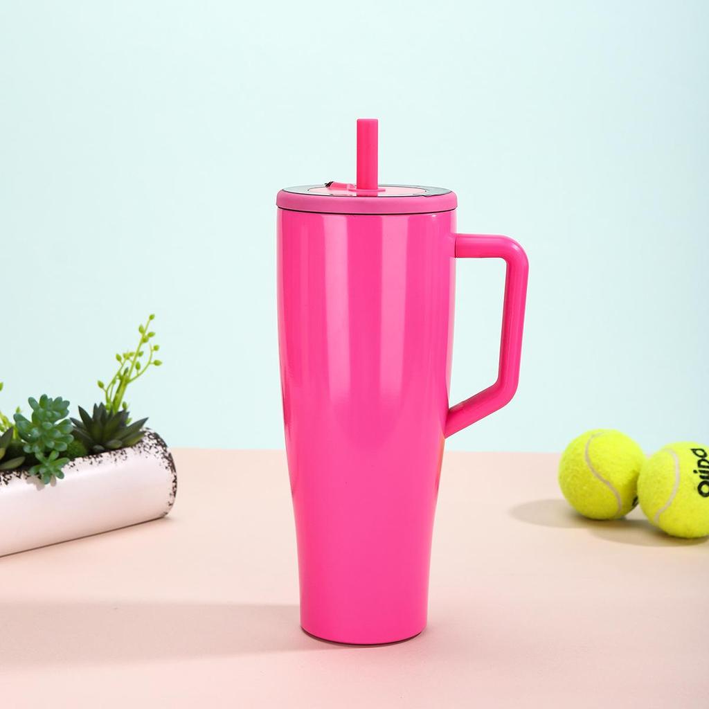 40oz Insulated Stainless Steel Car Cup with Straw & Handle