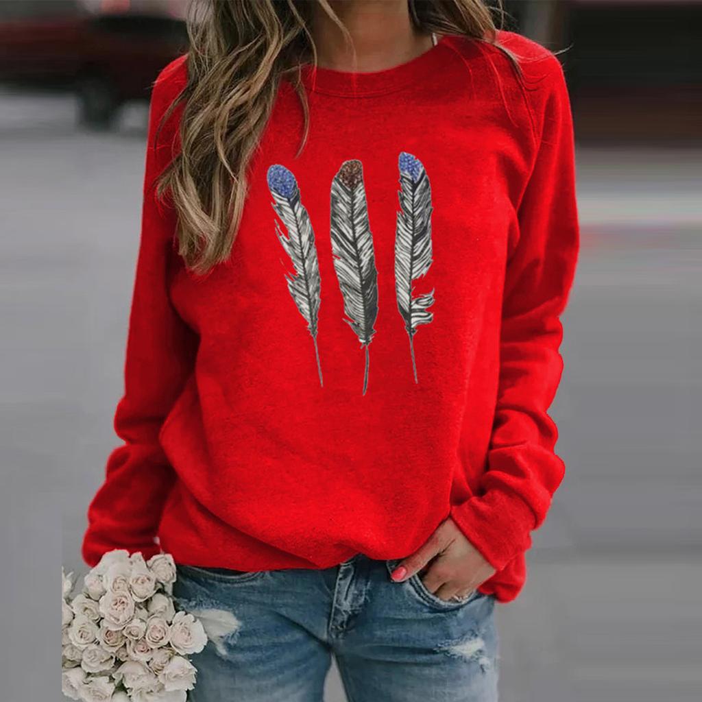 Winter Womens Casual Tops Ladies Print Sweatshirt Blouse Tee Sweater