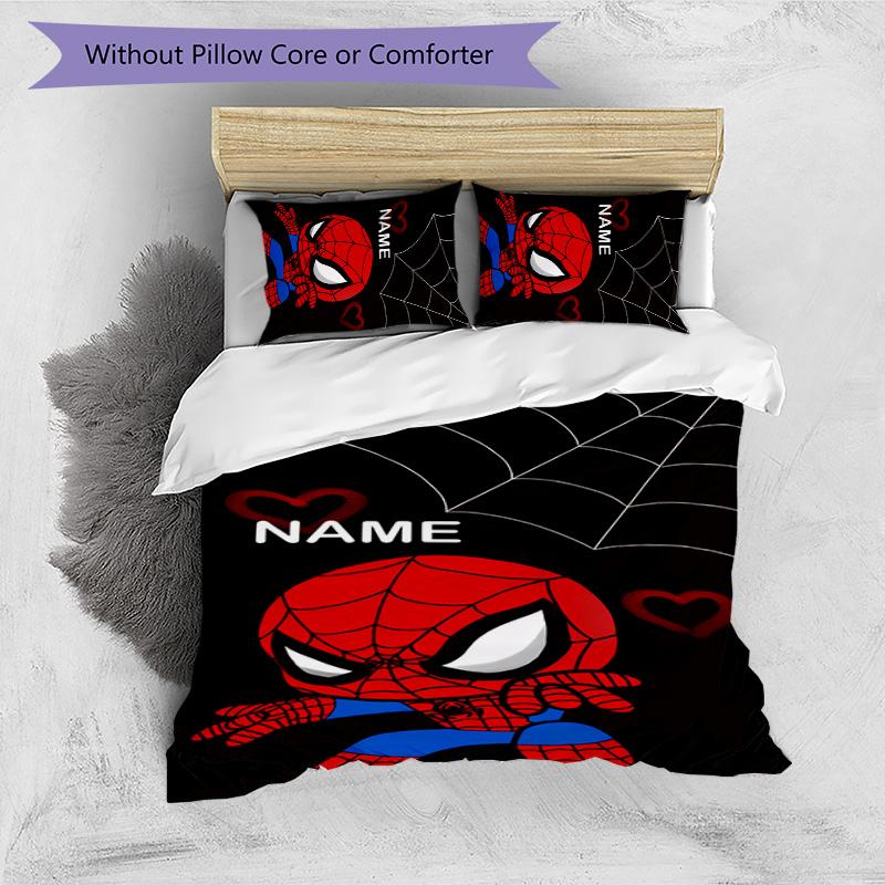 3pcs Spider Man1 Cover Set - Personalized Name, HD Printed Bedding with 1 Cover and 2 Pillowcases - Perfect for Home Decor, Easy Care