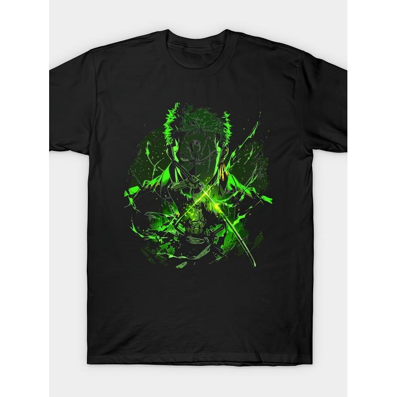 Japanese Anime One-Piece Style T-Shirt Oni Blade Shadow Green Hair Swordsman Sword Art T-Shirt Men'S Summer Short-Sleeve T-Shirt M338