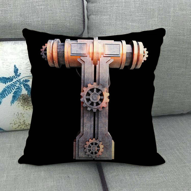 Science fiction style letters Digital printing short plush pillow covers for car sofa office cushion cover home goods