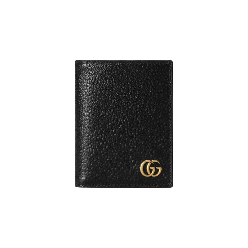 Gucci GG Marmont Distressed Classic Double G Logo Leather Wallet Men's Black
