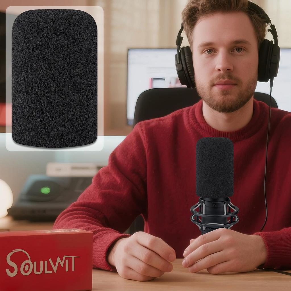 SOULWIT Microphone Foam Protective Cover Pop Filter for HyperX 2S Microphone Sponge Filter Mic Foam Cover Windscreen Replacement Microphone Sponge