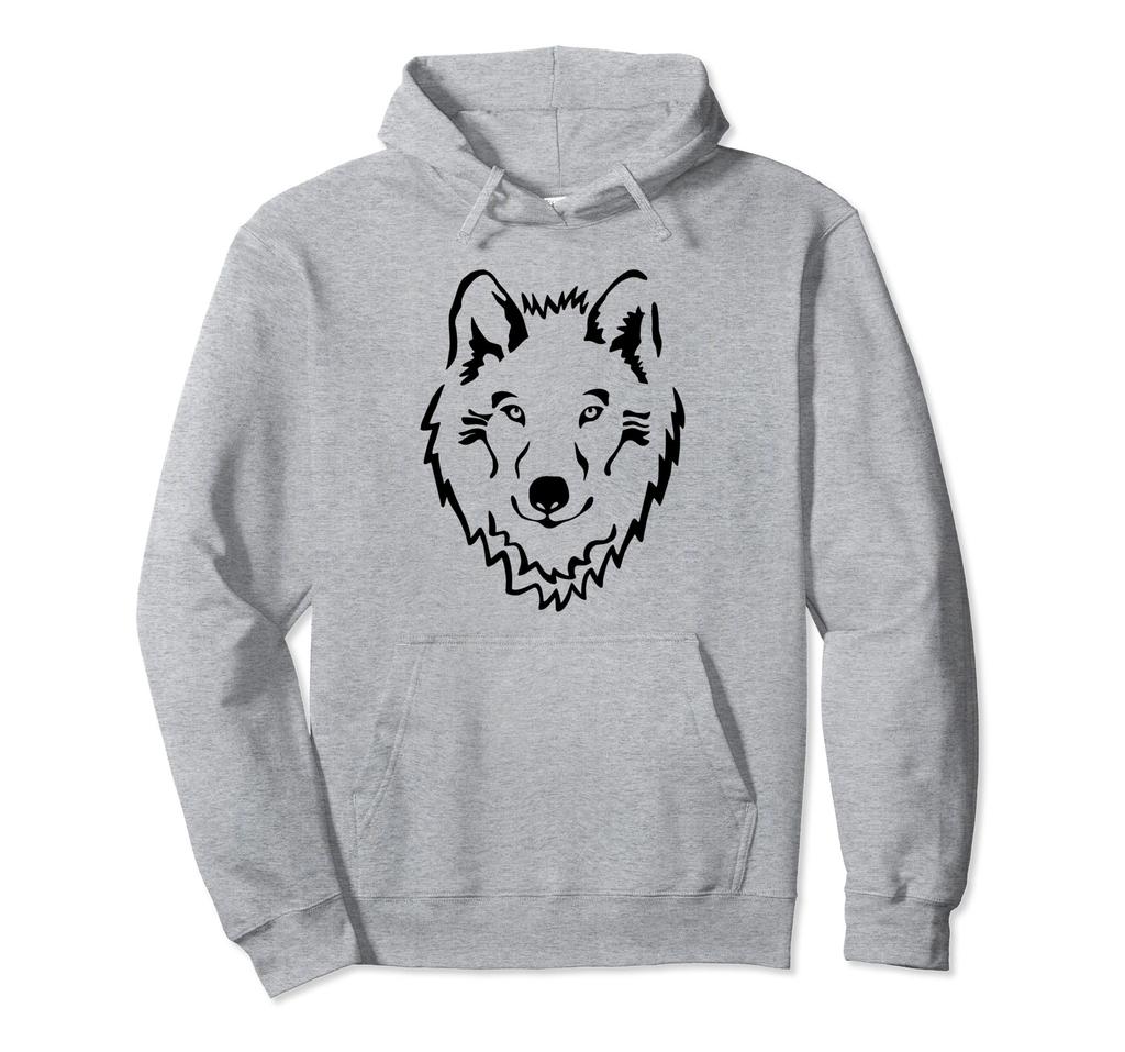 Lone Wolf Jackal Face Wildlife Design Gift Hoodie for Men, Women, and Kids
