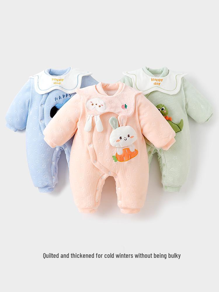 Super süßer Samt-Baby-Strampler: Wintergefütterte, dicke Baumwolljacke für Jungen und Mädchen