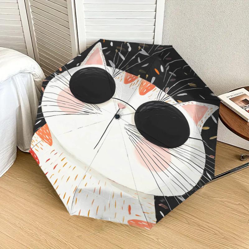 1pc cat feathers Pattern Umbrella Design Automatic Opening and Closing Umbrella, High-quality Travel Umbrella, Lightweight and Portable, -31
