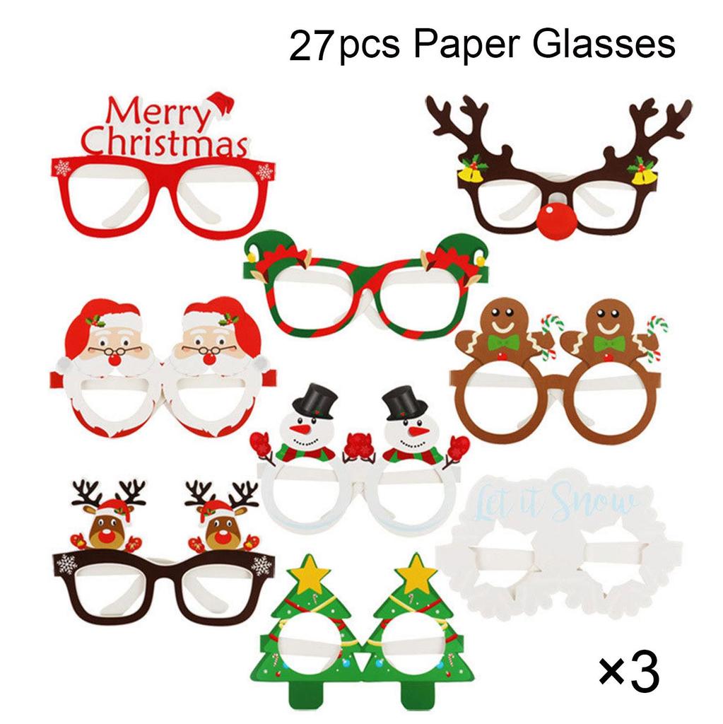 9-Pack 3D Christmas Glasses - Festive Snowman Masks for Adults & Kids, Perfect for Holiday Parties & Photo Props