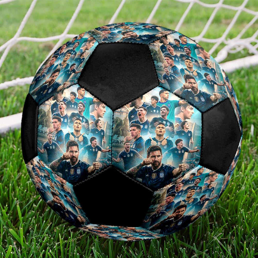 Pallone da calcio ufficiale dell'Argentina, Taglia 5, Cucito a macchina in PVC, Resistente e ad alto rimbalzo, Adatto a tutte le età, Merchandising per tifosi, per partite e uso all'aperto.