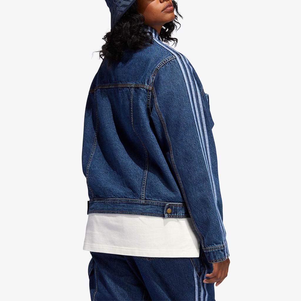 Adidas Originals Trefoil X Ivy Park Co-Branded Striped Single-Breasted Casual Denim Jacket Men Outerwear Blue HG6544
