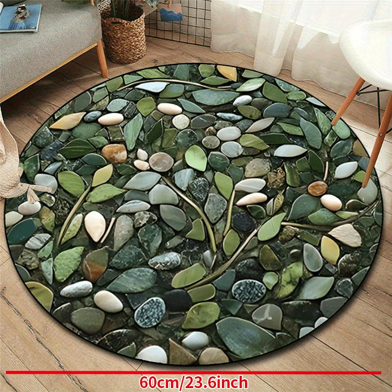 Luxurious Cobblestone Pattern Round Shape Floor Mats Kitchen Hallway Runner Rug Bedroom Living Room Soft Carpet Non-slip Area Rug