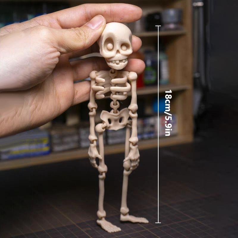 Poseable Skeleton Fridge Magnet 3D Printed Articulated Skeleton Decor Halloween Horror Luminous Skull Magnet Fridge Sticker