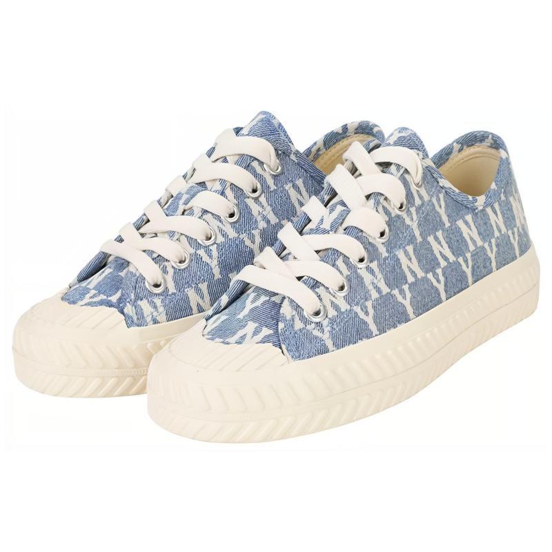 MLB Playball New York Yankees Anti-Slip Wear-Resistant Breathable Lightweight Low-Top Canvas Shoes Unisex Blue White Sneakers