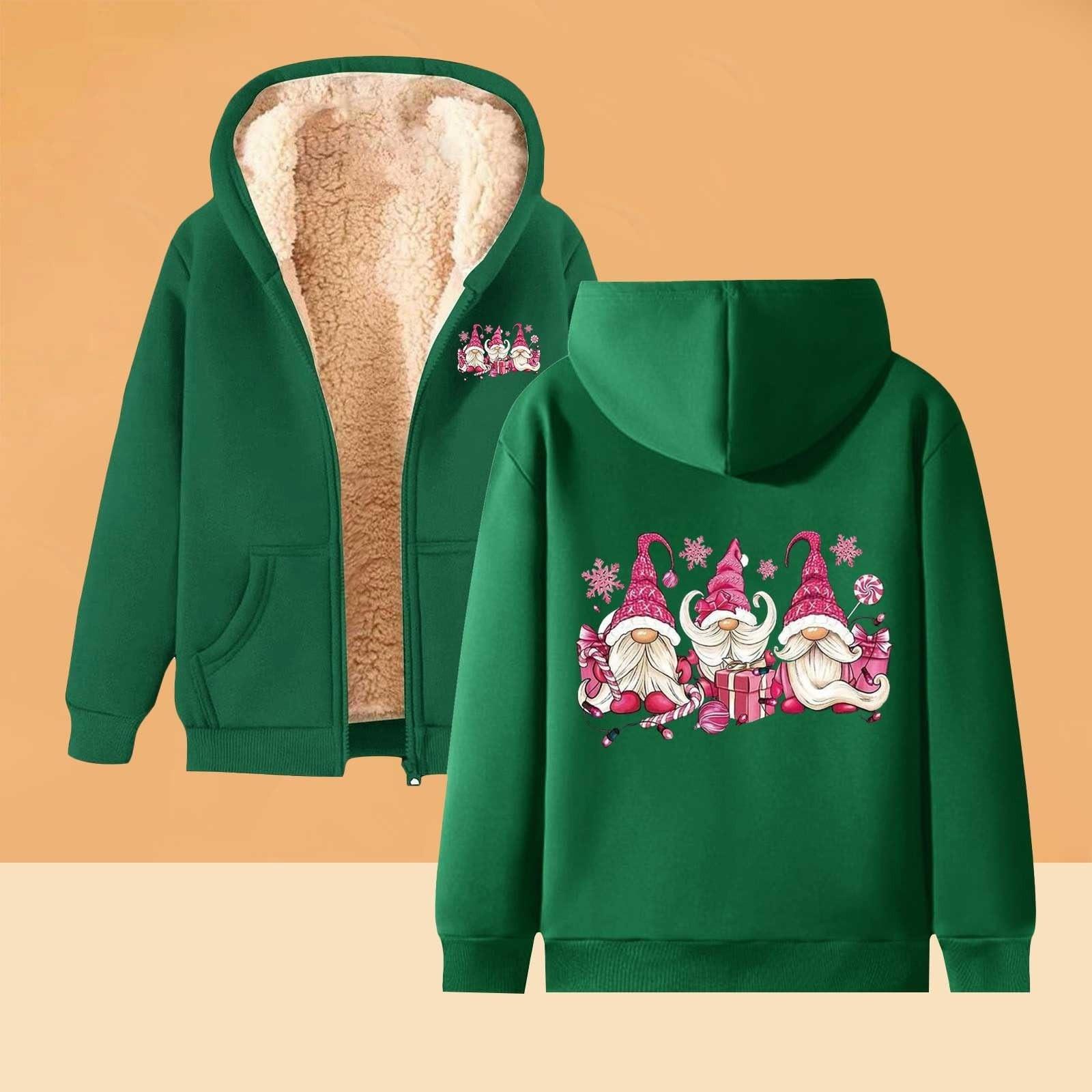 

Женская плюшевая и толстая теплая свободная куртка-кардиган с капюшоном и принтом M