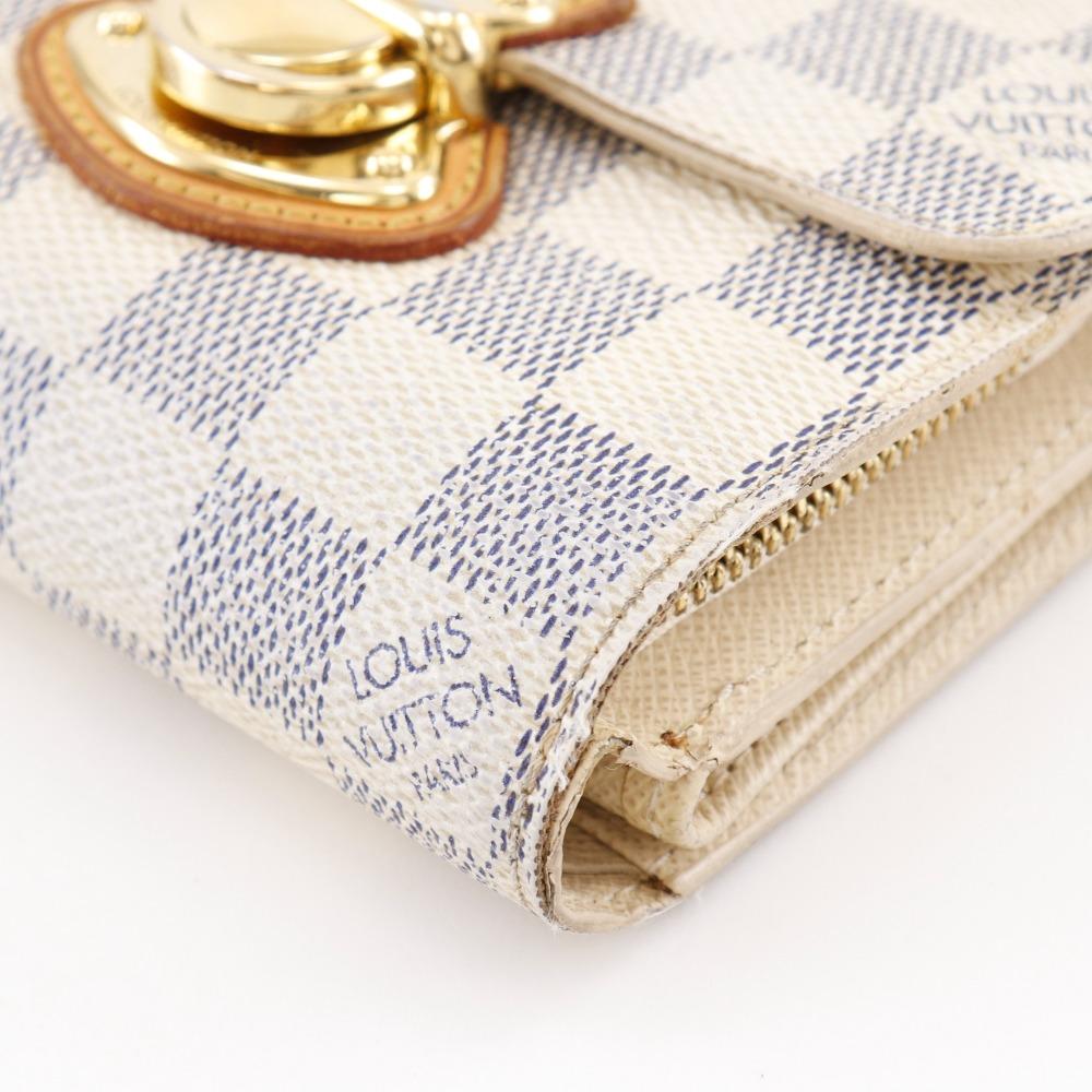 LOUIS VUITTON Portefeiulle Joy Bi-Fold Wallet N60030 Damier Azur Canvas Women Used