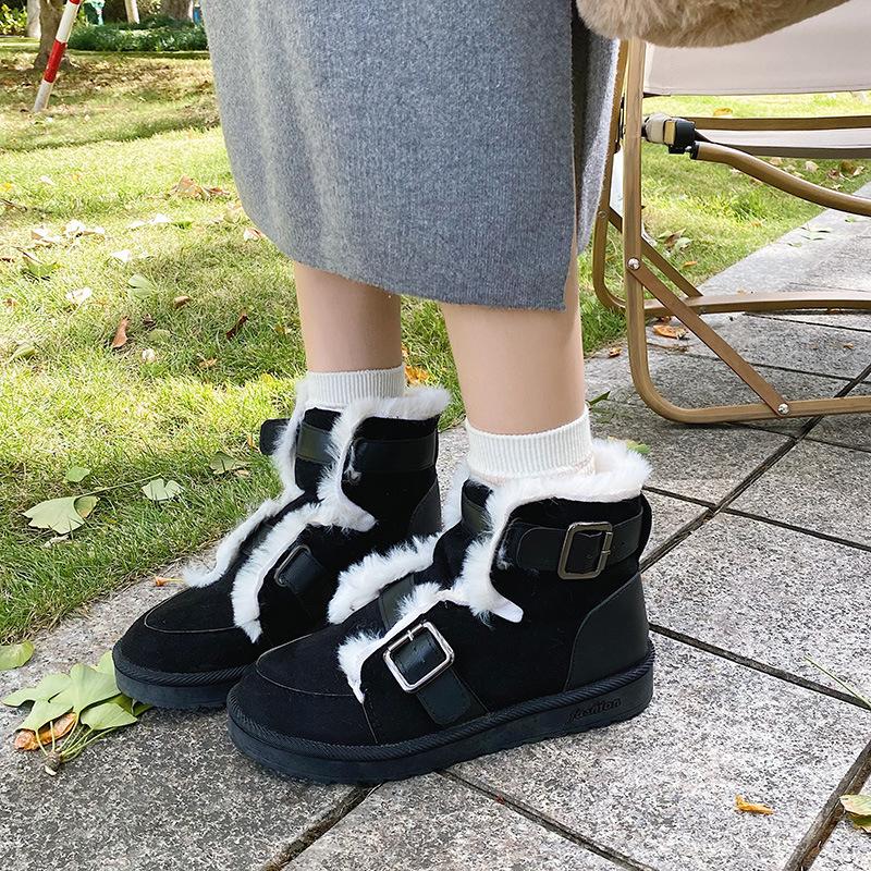

Зимние ботинки, женская зимняя хлопковая обувь из натуральной кожи, шерсти, утепленные короткие ботинки, нескользящие уличные модные мотоциклетные ботинки