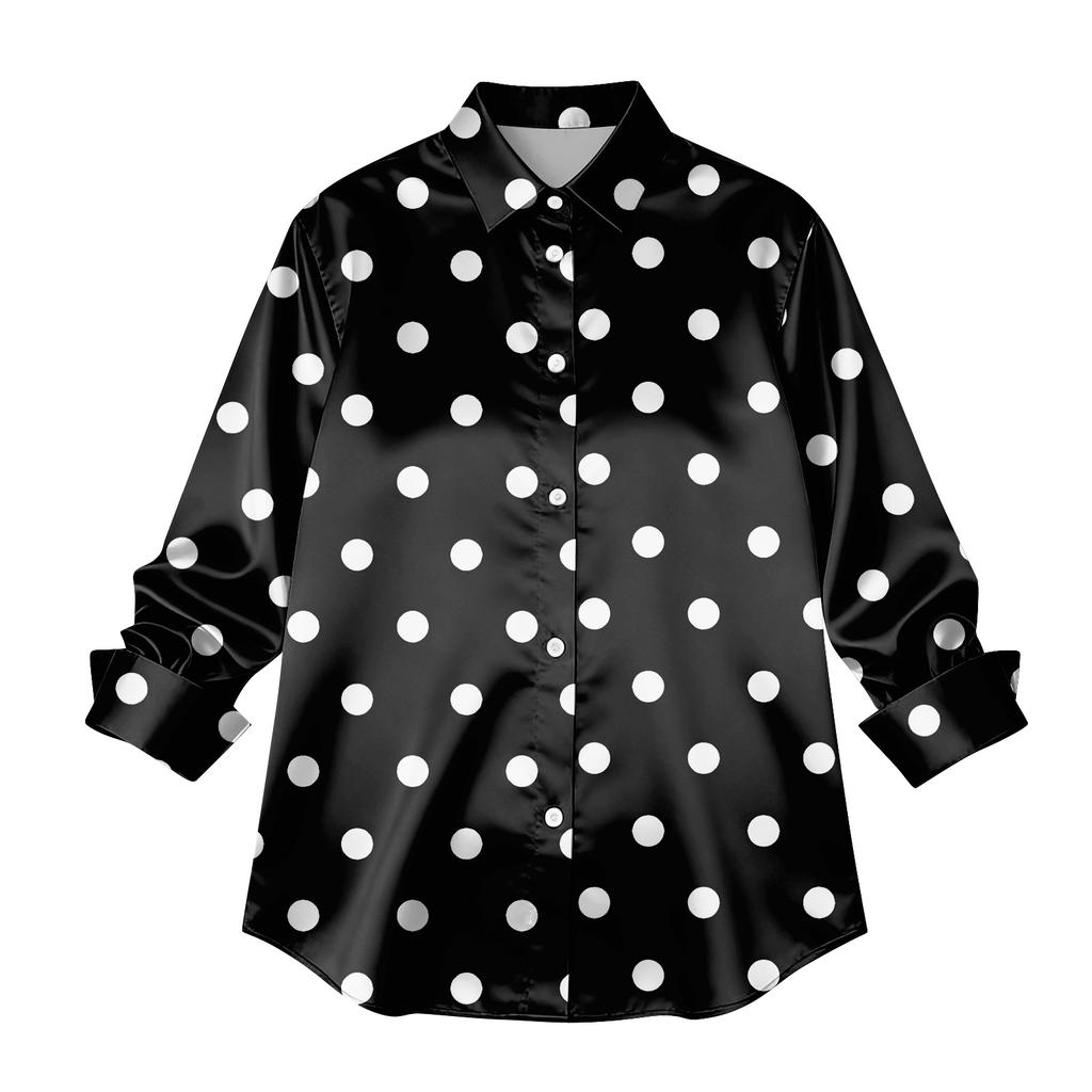 Women's Shirt Blouse Print Button Long Sleeve Casual Basic Shirt Collar Regular Top