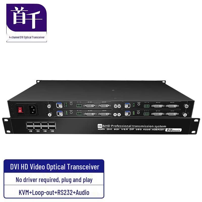 

SHOCHAN 1U Rackmount 4-Channel DVI Fiber Optic KVM Extender