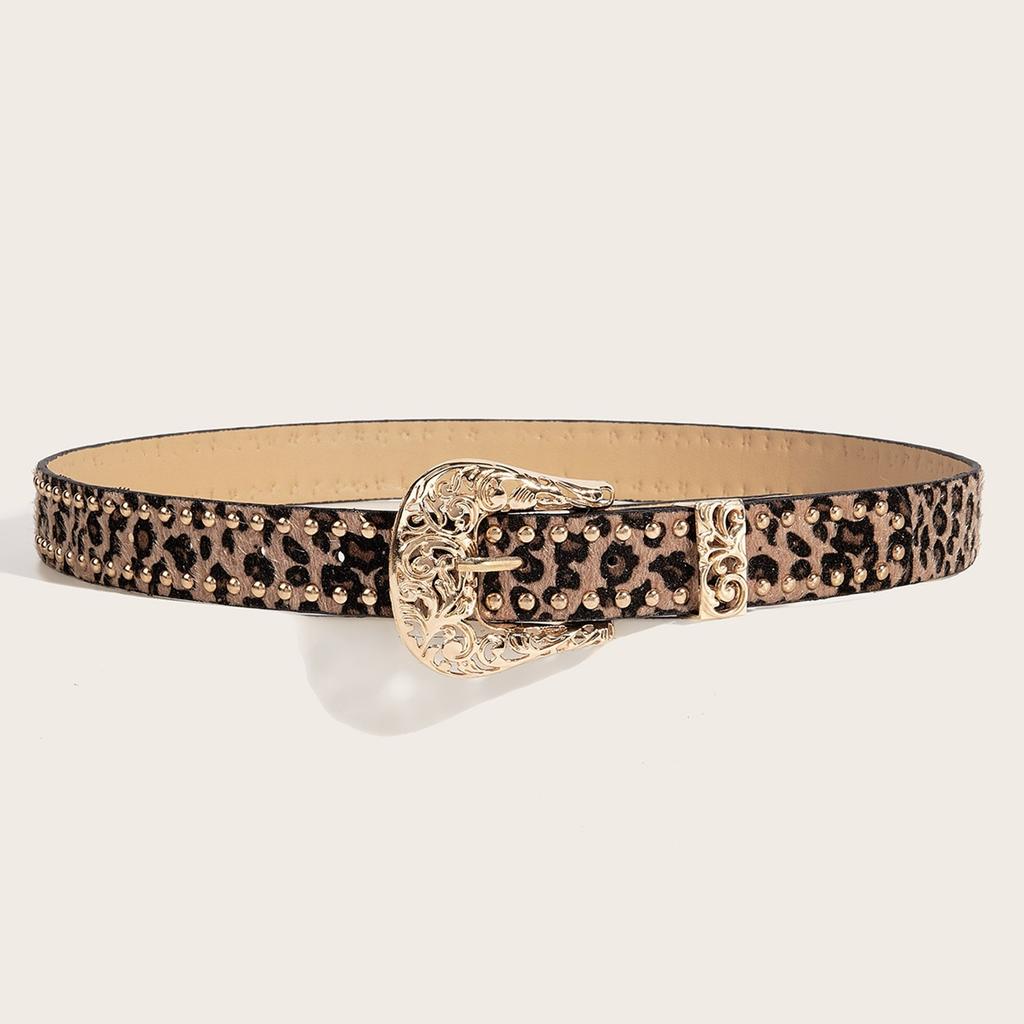 Nietenbesetzter PU-Gürtel Verstellbarer Bund Dornschließe Gürtel für Damen Herren Cooler Bund Punk-Stile Taillendekoration