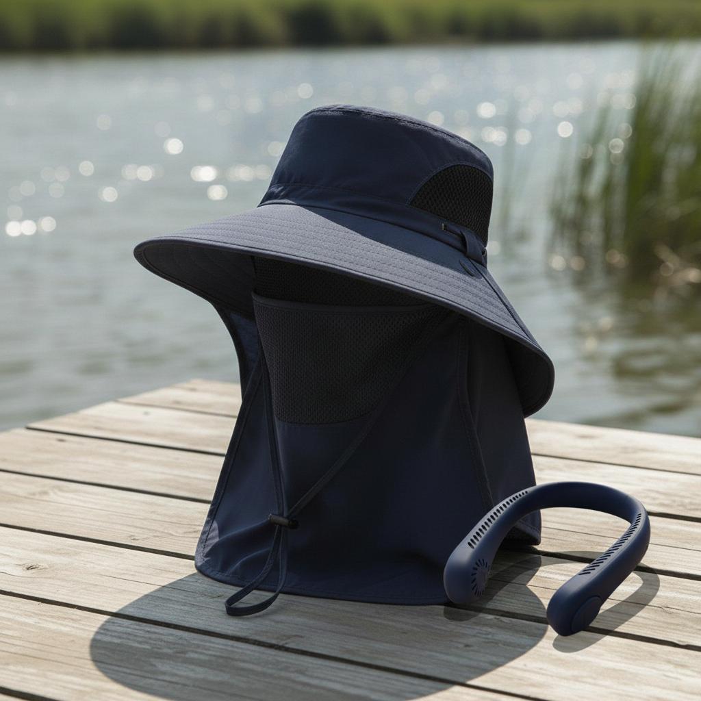 Full Coverage Sun Protection Hat Detachable Flaps with Neck Flap Breathable Mesh Panels