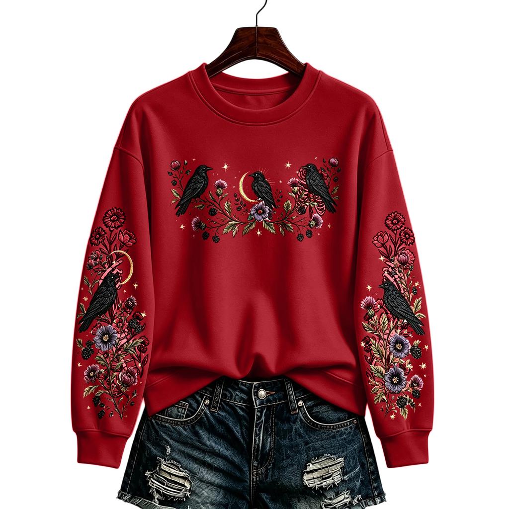 Women's Casual Halloween Print Pullover Sweatshirt for Fall Holiday Party