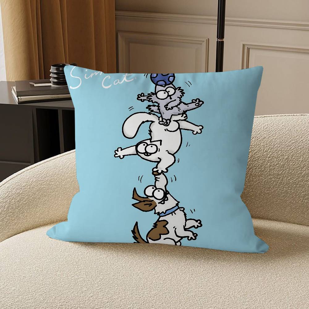 Kreskówkowy-SIMONS CATS poszewka na poduszkę pokrowiec na poduszkę na sofę dekoracja domu pokoju prezent dla dzieci
