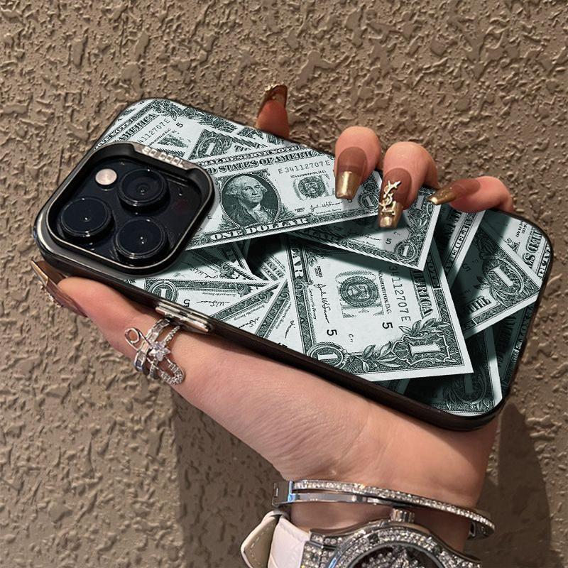 Pink Printed Dollar Bills Phone Case for iPhone 17 16 15 14 13 12 11 16E Series Pro Max Plus Double Layer Protection