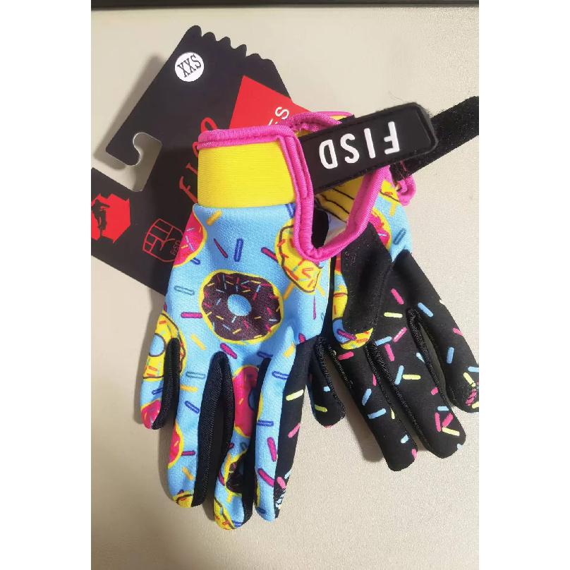 FISD kids  7 color Super Donut Wheel Glitz Riding dirt bike long finger touch screen gloves