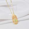 Feather Necklace Vintage Court Style Ladies Collarbone Chain Gemstone Demon'S Eye Pendant Ornament