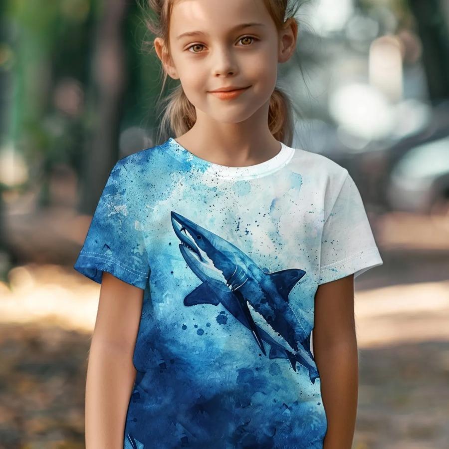 Children's Clothing Girl T-Shirt Short Sleeve 3D Cartoon Print Kids Summer Clothes Casual Round Neck Girl Clothes Tops