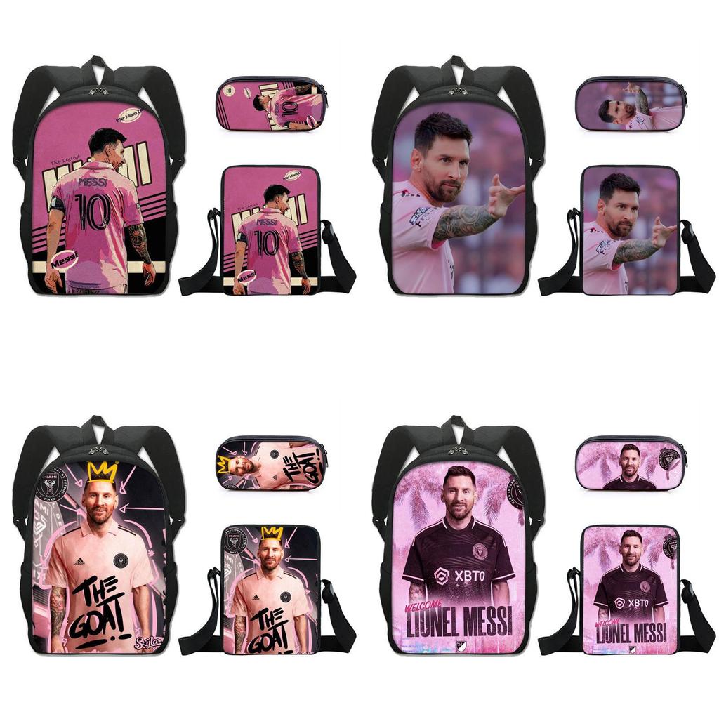 Modern Miami Messi Backpack Set With Breathable Polyester And Lightweight Design For School Use