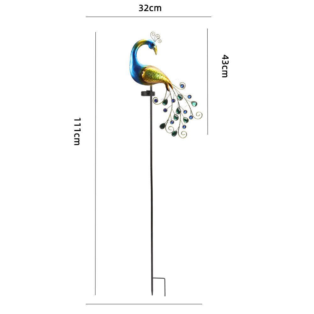 JYL TS/059,Iron Double Sided Peacock Crack Lamp Simulation Animal Lawn Stake Light for Outdoor Solar Decor