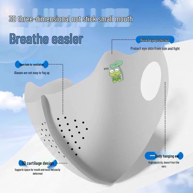 Kids' Cartoon Ice Silk Sunscreen Mask: Breathable, Full Face for Ages 3-12