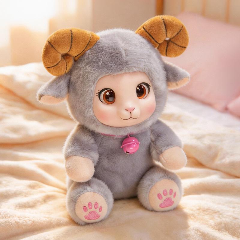 Adorable Silicone Little Sheep Plush Toy Pendant - Curly Wool Leather Face Bag Charm Doll